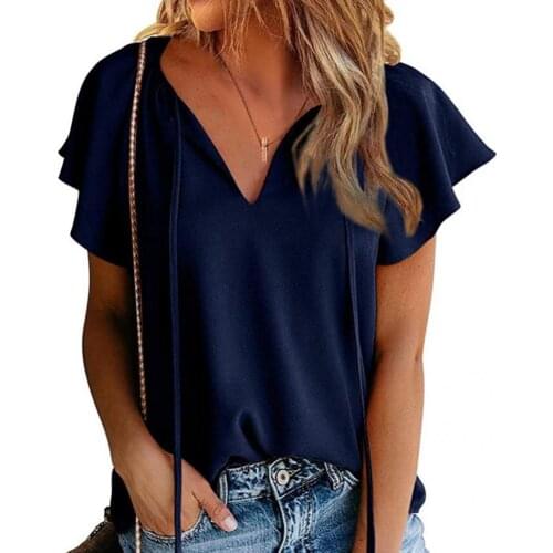 Breathable Fashion Thin Tie Blouse T-shirt Streetwear T-shirt All Match for Daily Wear