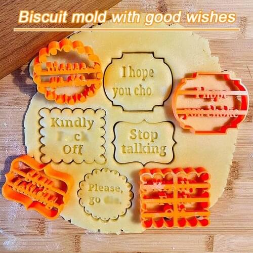 Cookie Molds With Good Wishes Cookie Form with Fun and Irreverent Phrases Cookie Moulds For Baking Biscuit Cutters