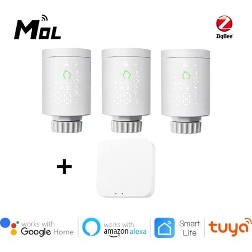 MOL Tuya 3pcs Smart ZigBee Radiator Actuator Programmable Thermostatic Radiator Valve Temperature Controller Support Alexa
