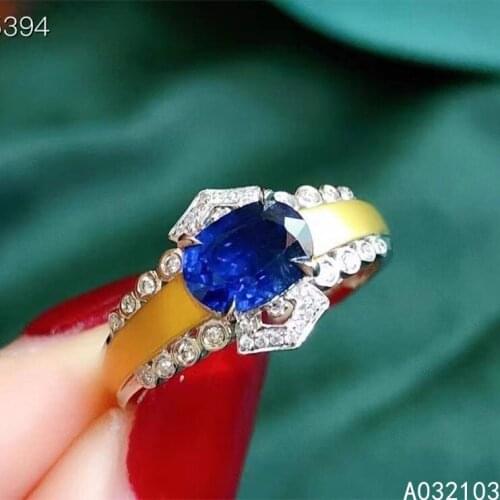 KJJEAXCMY fine jewelry 925 sterling silver inlaid Natural sapphire Womens luxury court wind two color gem ring support test