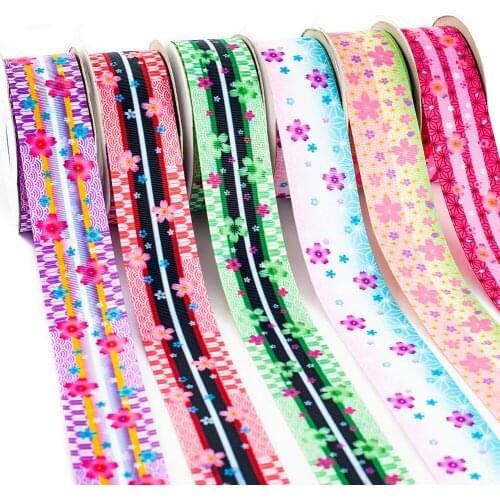 Beauty Kimetsu No Yaiba Grosgrain Ribbon Flowers Pattern Printed Single Faced Tape 10Yards for Holiday Hair Bow DIY Materials