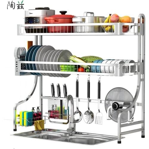 New! 64-91cm Length 304 Stainless Steel Sink Rack Sink Bowl Rack Drain Rack Kitchen Storage Racks Household Arc Dish Drain Rack