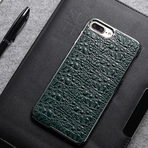 New for iPhone7 Real Genuine Leather Cow Skin Cowhide + Electroplate Case Phone Cover for iPhone 7 Plus 5.5'' crocodile Grain
