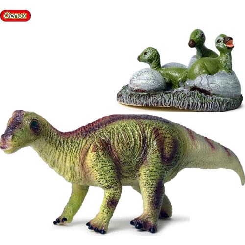 Oenux New Jurassic Soft PVC Dinosaur Model Action Figures Toy Maiasaura Dinosaur World Park Cub Animal Educational Toy Kid Gift
