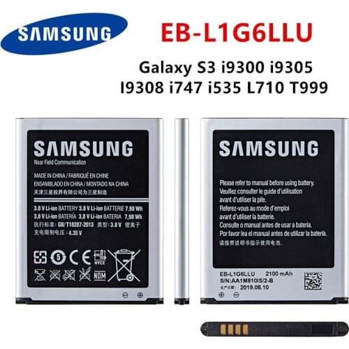 SAMSUNG Orginal EB-L1G6LLU 2100mAh Battery For Samsung Galaxy S3 i9300 i9305 I9308 i747 i535 L710 T999 Batteries With WO