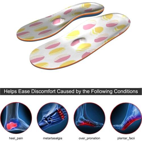 Gold Flat Foot EVA-orthotic Insoles High Arch Support Flip Flops For Women Memory Foam Running Athletic Shoe Insoles 3CM Height