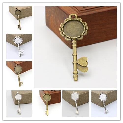 Handmade Necklace Base, Diy Sweater Chain Key Chain Accessory with Metal Zinc Alloy 5pcs/lots Pendant Base 20mm Cabochon Stone