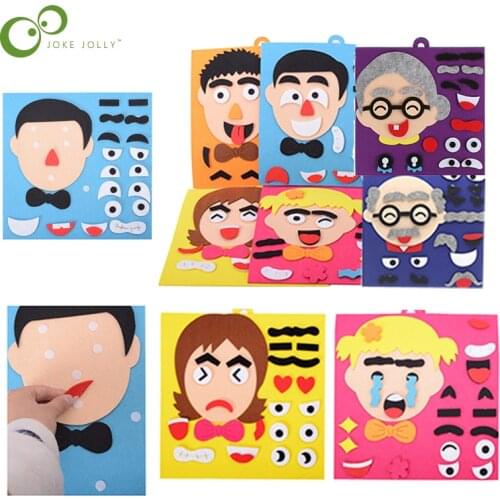 Early Education DIY Childrens Facial Expression Puzzle Non-woven Material Hand-changing Facial Expression Educational Toys WYW