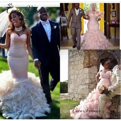 Tassel Train Pink Color Wedding Dress Off Shoulder Pleat Mermaid Wedding Dresses Bride Marriage Wedding Gowns China W0472