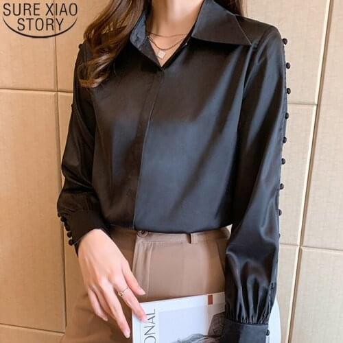 Casual Long Sleeve Shirts for Women Silk Tops Women Shirt Satin Blouse 2021 Office Lady Plus Size Loose Clothes Blusas 13093