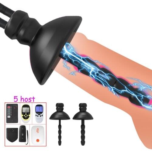 Estim Penis Plug Threaded Urethral Sounding Electro Sex Bdsm Toys Penis Electric Stimulation Glans Trainer Electroshock Urethra