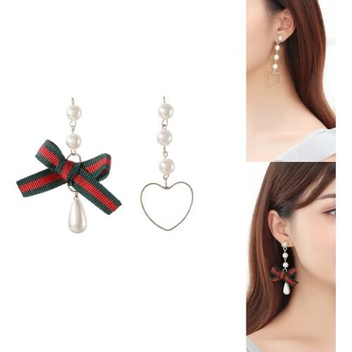 2020New 60Pcs Pearl and Bow heart button for DIY earring or necklace pendants and hair accessoriess BY29