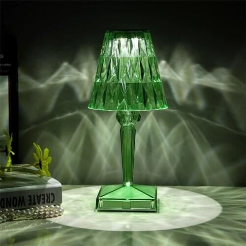 Nordic Italian USB Touch Led Table Lamp Green Crystal Desk Lamp Sensor Bar Table Light Indoor Restaurant Romantic Light Fixture