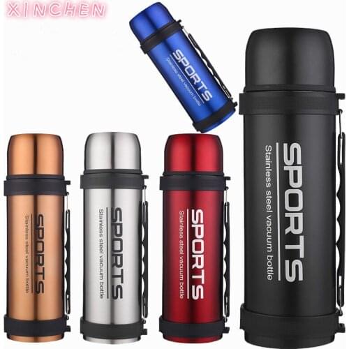 Large capacity stainless steel thermos outdoor travel sports personality hot water cup portable insulation vacuum cup 1.5L / 2L