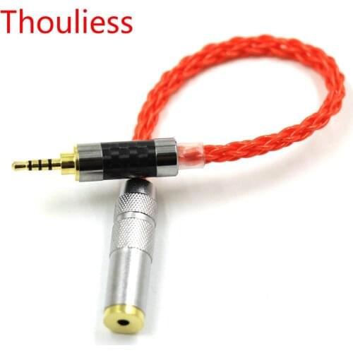 Thouliess UPOCC Single Crystal Silver 2.5mm TRRS Balanced Male to 2.5mm TRRS Female Earphone Audio Adapter Cable