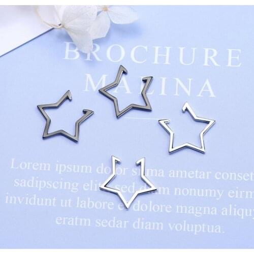 2020 Trendy Star Clip Black Earrings For Women Jewelry 925 Sterling Silver Non-porous Cartilage Ear Clip Girl Accessories KOFSAC