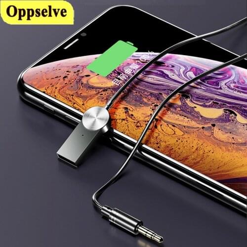 USB Bluetooth 5.0 Adapter 3.5mm Jack for Car Wireless Audio Receiver Built-in Microphone Hands-free Calling Dongle Aux Cable