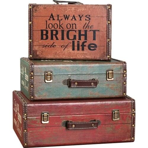 Vintage Artcrafts Retro Wooden Box Suitcase Decoration Ornaments Shop Decoration Props Desk Display Figurines Sundries Holders
