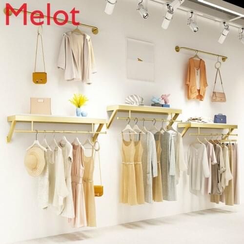Upscale Closing Store Wall Hanger Wall-Mounted Clothes Display Shelf Childrens Closing Store Wall Decoration Golden Shelf