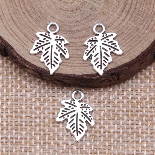 WYSIWYG 30pcs 12x11mm Antique Silver Color Leaves Charms Pendant For Jewelry Making DIY Jewelry Findings