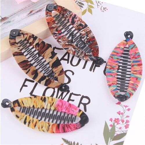 Hair Claws Clip Fish Shape Banana Barrettes Printing Fabric Hairpins Hair Accessories For Women Hair Clip Clamp ACC56