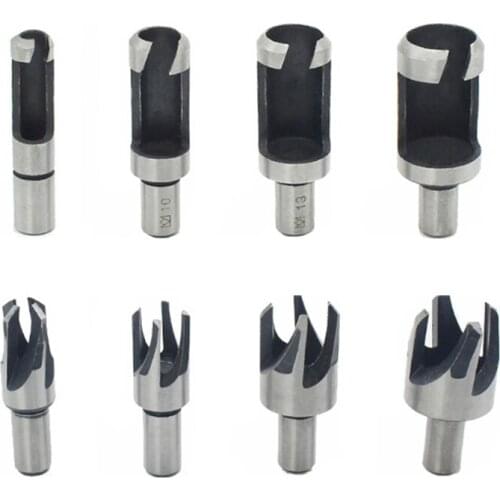 1 Set Wood Plug Cutting Tool Drill Straight and Tapered Taper 5/8 "1/2" 3/8 "1/4" Woodworking Cork Drill Knife Woodworke