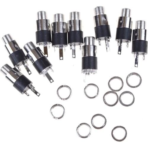 10Pcs/lot 3.5MM Stereo Female Sockect Jack with Screw 3.5 Audio Headphone Connector Cylindrical Socket Wholesale