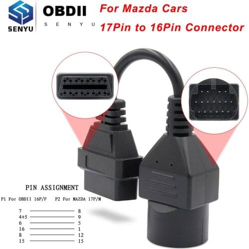 OBD to OBD2 16Pin Connector Adapter For Mazda 17 Pin IDS ELS27 J2534 OBD 2 OBD2 Car Diagnostic Auto Tool OBD2 Extension Cable