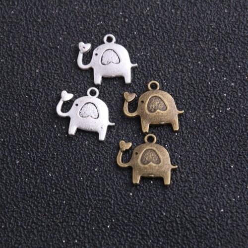 18pcs 14*15mm two color Charms Elephants Fit Bracelet Necklace DIY Metal Jewelry Findings