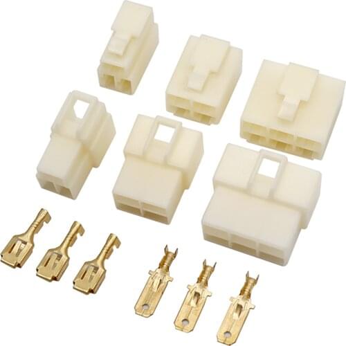 2/5sets 6.3mm 1/2/3/4/6/8/9/10/12 Pin Way Car Motorcycle Electrical Wire Connector Plug Male Female Crimp Terminal Plug Kits