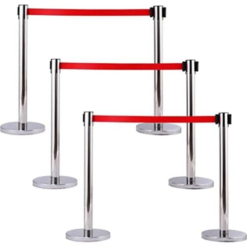 2pcs crowd control barrier railing stainless steel pillar retractable belt length 2M standard queue management