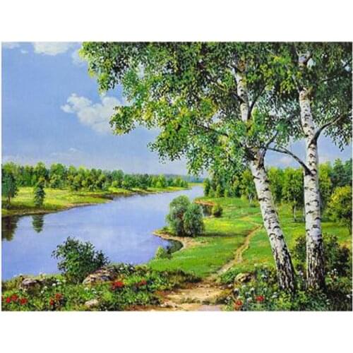 5D DIY Diamond Painting Scenery Riverside Full Square Diamond Embroidery Cross Stitch Rhinestones Pictures Mosaic Decoration