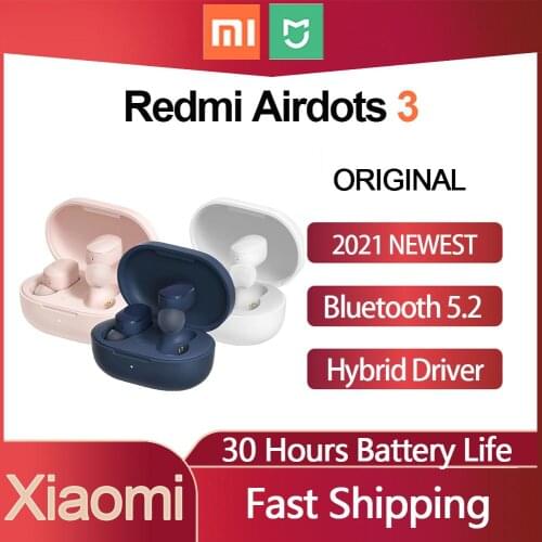 Xiaomi Redmi AirDots 3 Wireless Earbuds TWS Bluetooth 5.2 Earphones Waterproof Hybrid Technology Touch Control Gaming Headset