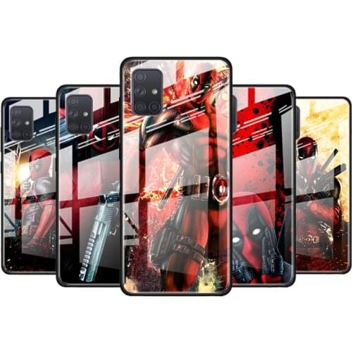 Deadpool Marvel for Samsung Galaxy S21 Ultra A71 A51 4G 5G A91 A81 A41 A31 A21 A11 A01 Tempered Glass Phone Case