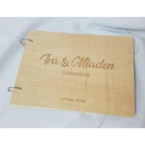 Personalized Wooden Wedding Guest Book Rustic bride shower book gift for groom and bride