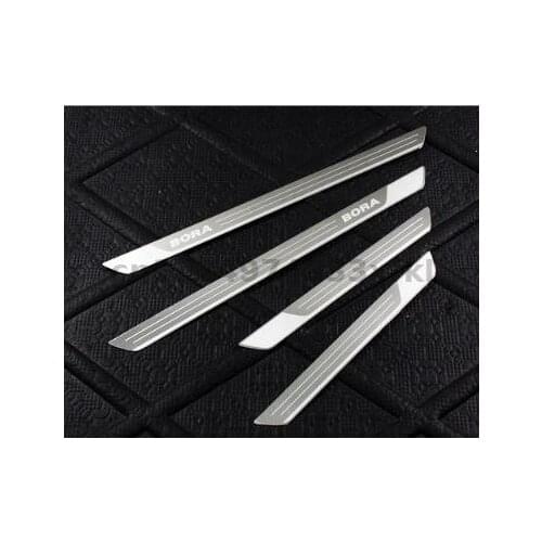 For Volkswagen Bora 2013 Carbon Fiber Vinyl Sticker Door Sill Scuff Plate car accessories