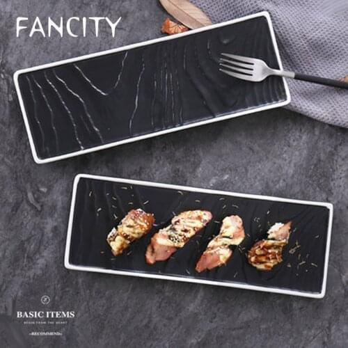 FANCITY Hotel Restaurant Ceramic Sushi Plate Long Plate Flat Plate Cake Dessert Plate Japanese Sashimi Cold Dishes Set Plate