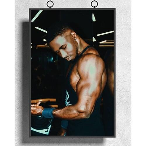 Fitness Bodybuilding Man Strong Muscles Exhibition Healthy Body 27 Wall Sticker Silk Fabric Poster Art Indoor Decor Bright