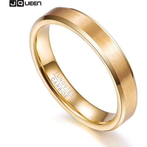 Gold Color Party Ring Thin 4mm Width Men Women Rings Tungsten Carbide Anillo Tungsteno Wedding Bands