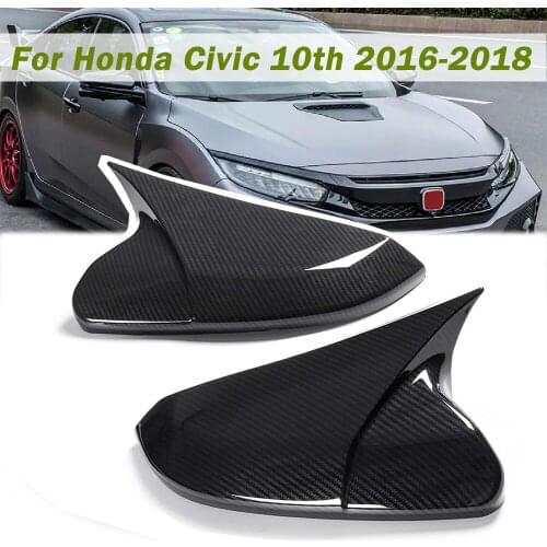 Horn Shape ABS Carbon Fiber Style Rear View Side Mirror Cover Rearview Caps For Honda For Civic 10th 2016 2017 2018