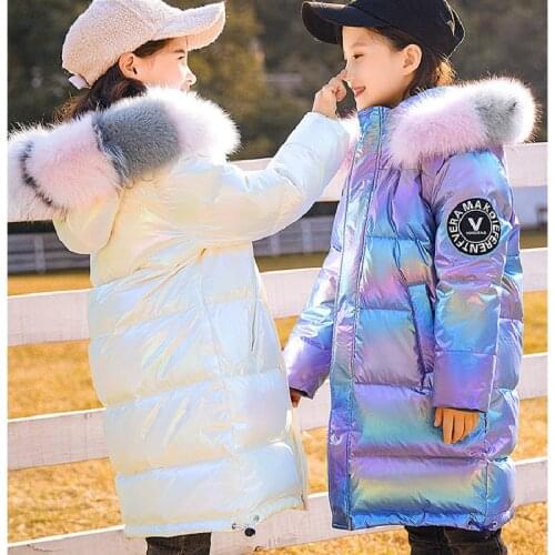 2020 Fashion Brand Girl clothes Warm Down Jacket Children Coat parka big Fur Kids Teenager Thickening Outerwear Cold Winter