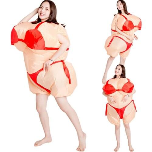 Inflatable Costume Red Bikini Fancy Dress Mascot Cosplay Costume For Men Women Cartoon