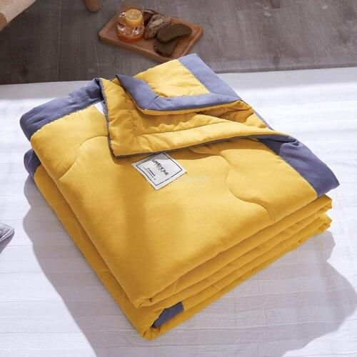 Pure Color Summer Quilt, Air-conditioning Quilt for Household Summer Thin Quilt, Machine Washable Summer Quilt