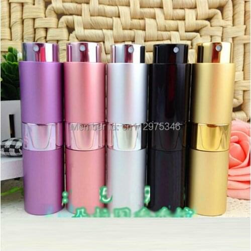 Wholesale 50pcs High Quality 15ML ROTATION TELESCOPIC Aluminum Empty Glass Perfume Bottle Spray Perfume Atomizers Bottles PB34
