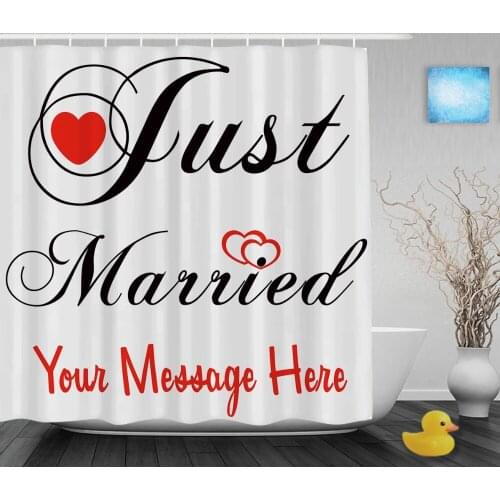 Personalize Just Married Shower Curtain Custom Home Decor Wedding Bathroom Shower Curtains Polyester Waterproof Fabric With Hook