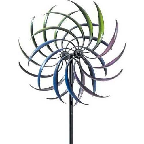 Rainbow Color Wrought Iron Windmill Crafts European Pastoral Doublelayer Rotating Windmill Outdoor Garden Decor Incredible