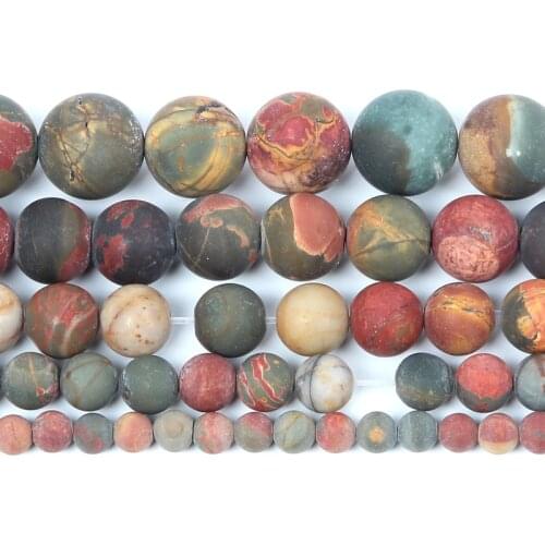 Natural Stone Frosted Mixed Colorful Charm Round Loose Beads For Jewelry Making Needlework Bracelet Diy Strand 4-12 MM