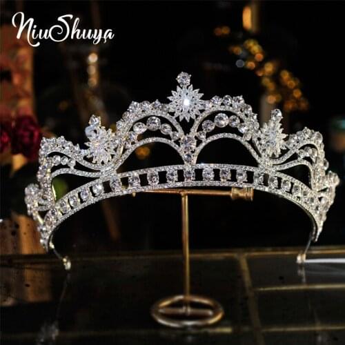 NiuShuya Luxurious Bridal Tiara Crown Princess Bride Crystal Diadem For Women Prom Hair Ornaments Wedding Bridal Head Jewelry