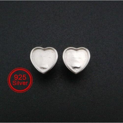 9MM Heart Bezel Settings Studs Earrings for Breastmilk Resin Solid Back 925 Sterling Silver Earrings DIY Supplies 1702224