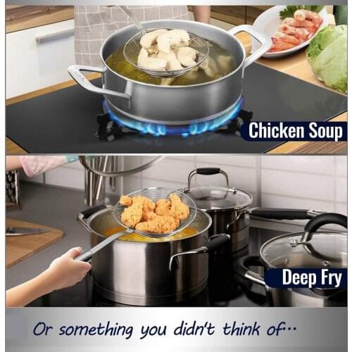 Premium 304 Stainless Steel Spider Mesh Strainer & Colander Ladle Skimmer Cooking Tool Kitchenware Heat-resistant